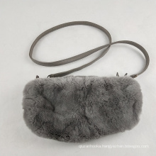 muff real rabbit fur bag purse women winter hand warmer